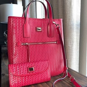 Dooney & Bourke Woven Leather Camden Handle Tote AND wallet